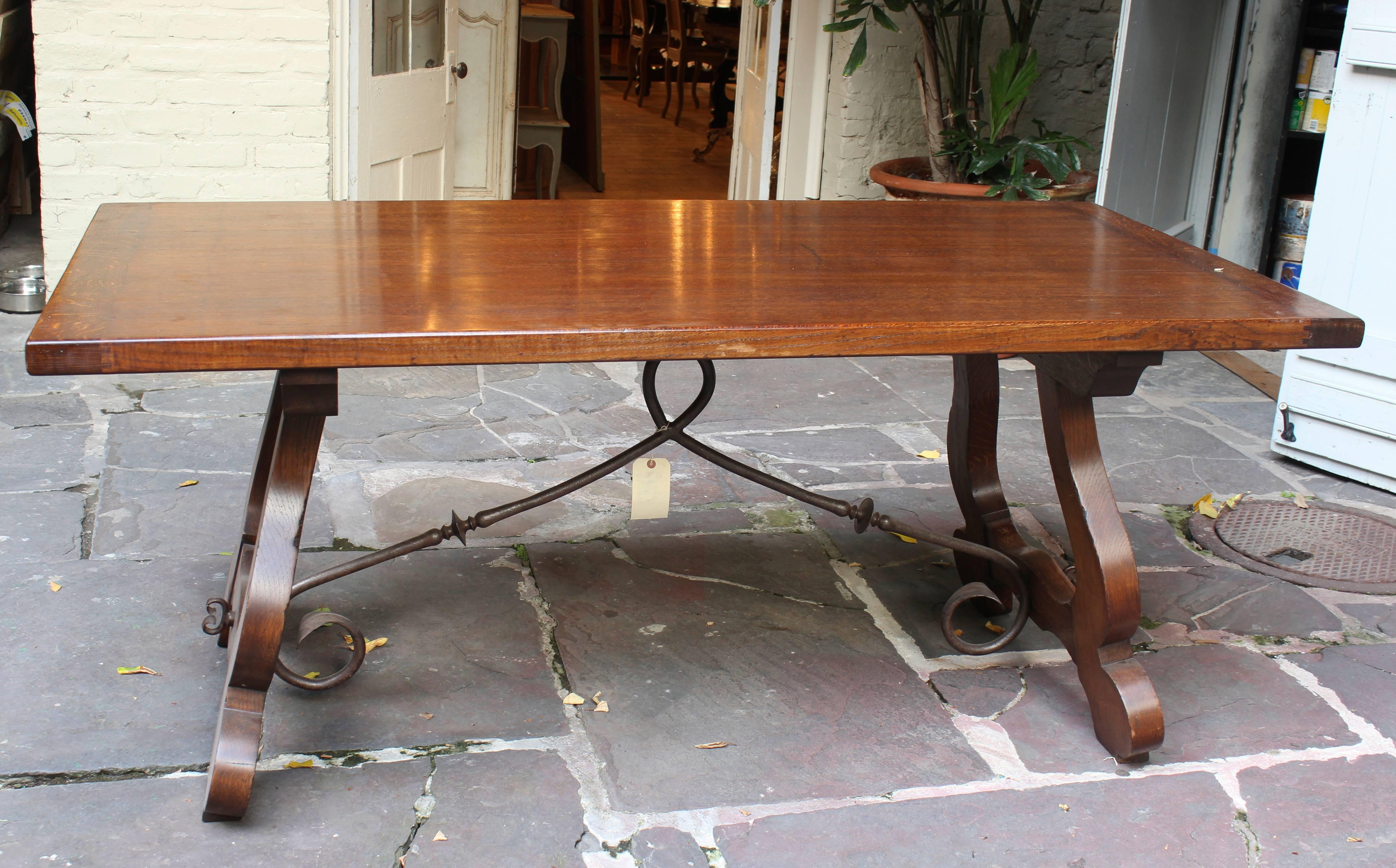 19th Century Antique French Gentlemen's Table from San Tropez with Original Ironwork