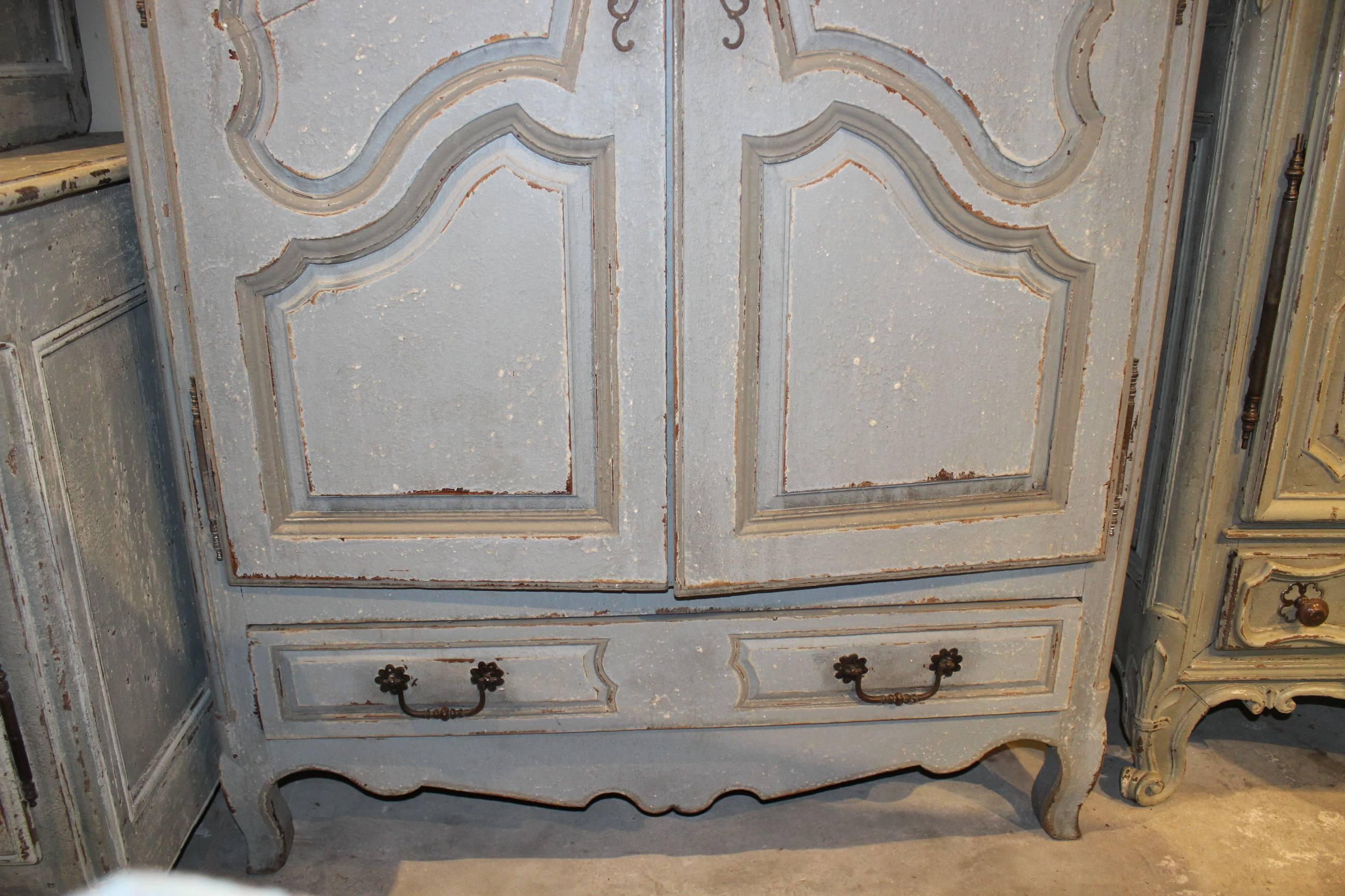 Hand-Carved Antique French Louis XV Armoire, 18th Century For Sale