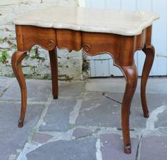Antique French 19th Century Louis XV Side Table with Marble Top