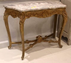 Antique French Gilded Console with Marble Top