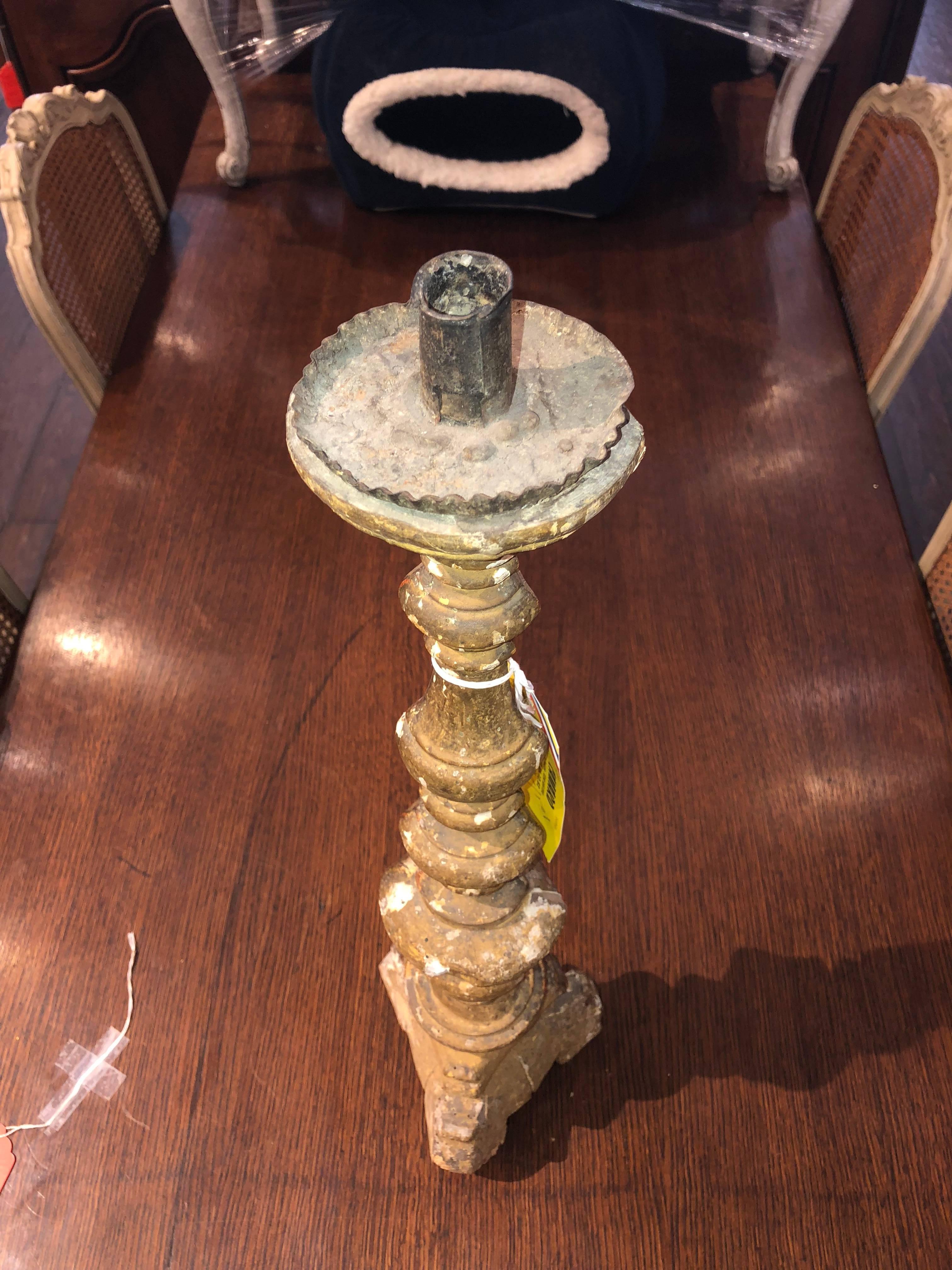 Antique French Altar Candlestick In Good Condition For Sale In New Orleans, LA