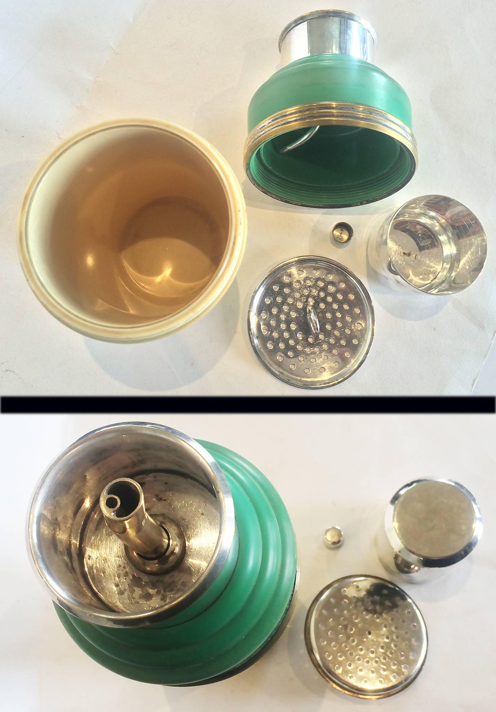 Art Deco, exceedingly rare, two color cocktail shaker by 
