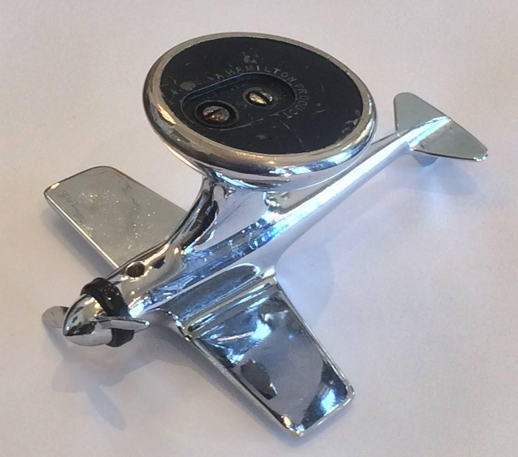 Art Deco Chrome Cigarette Airplane Aeroplane Table Lighter In Excellent Condition In Daylesford, Victoria