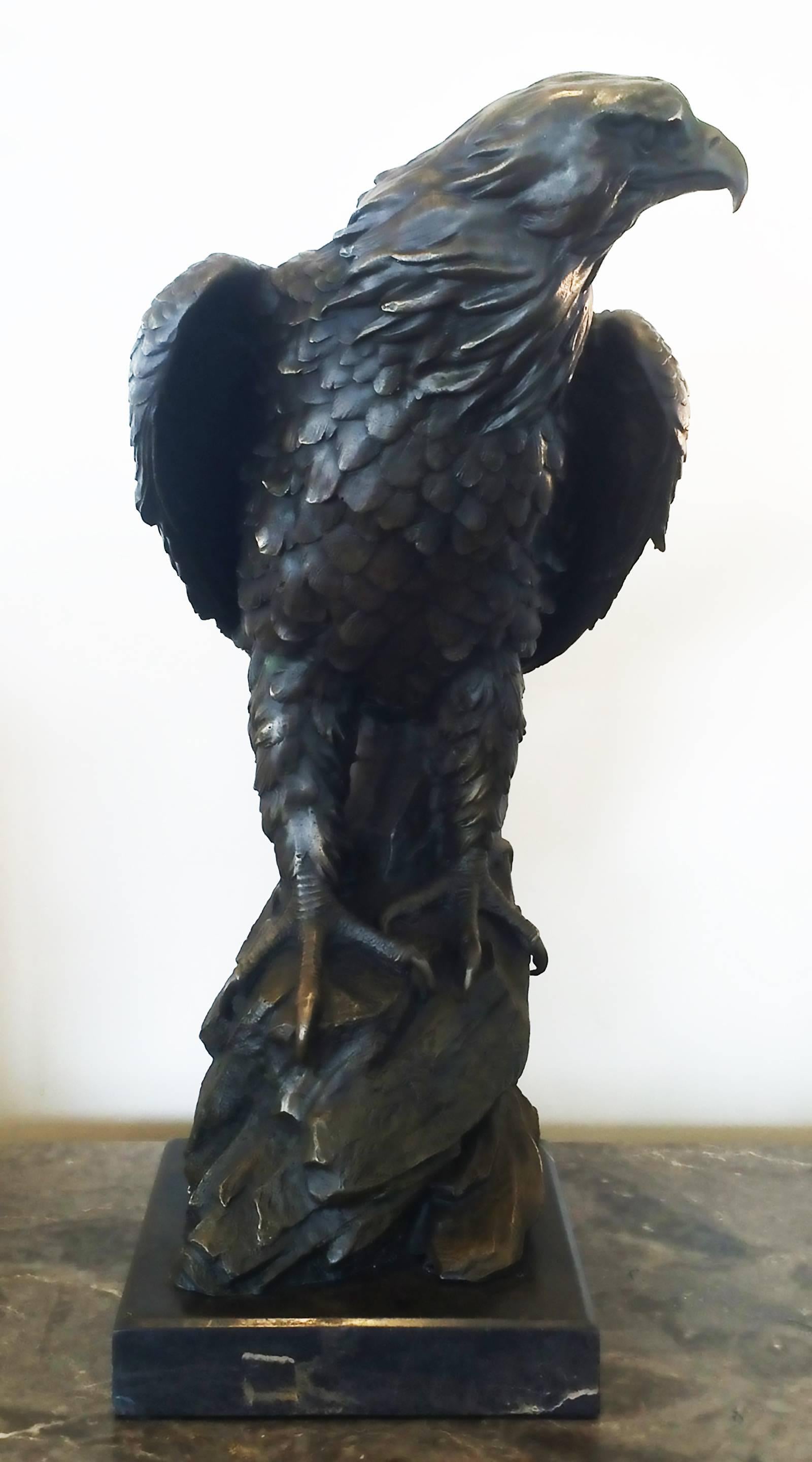 French Huge Antique Bronze Eagle by Antoine-Louis Barye