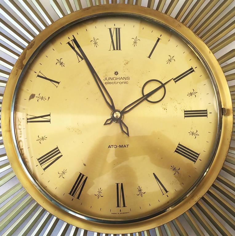MidCentury German Junghans Sunburst Clock at 1stDibs
