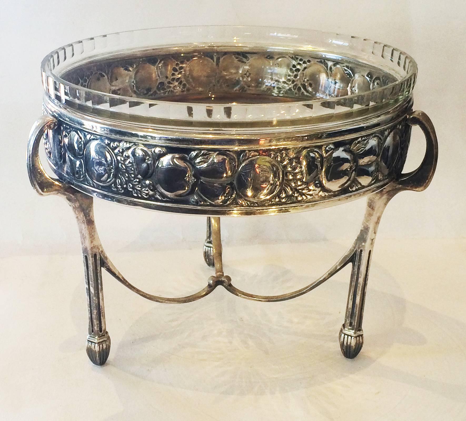 Early 20th Century Art Nouveau WMF Table Centerpiece Fruit Bowl with Original Glass Liner