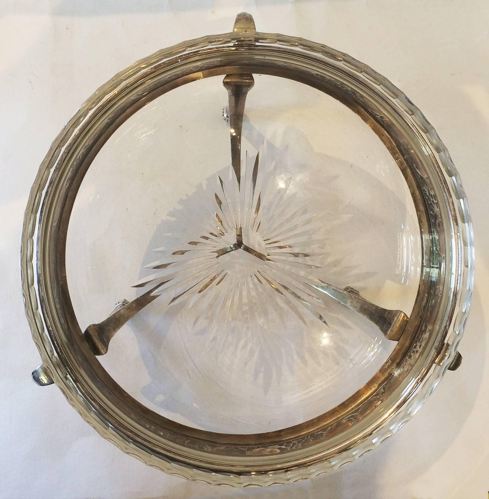 Silver Plate Art Nouveau WMF Table Centerpiece Fruit Bowl with Original Glass Liner