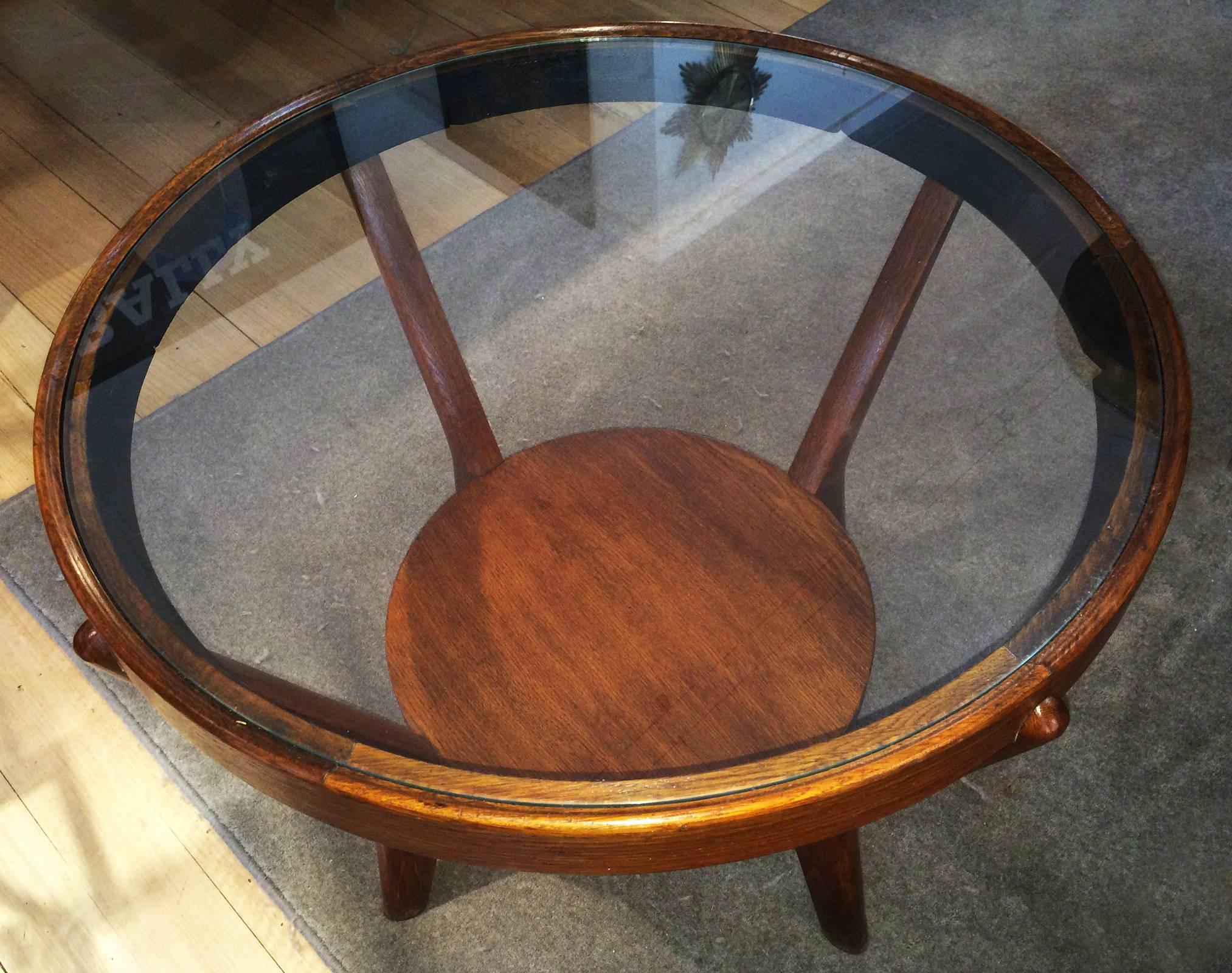 Mid-20th Century 1930s Oak Original Glazed Occasional Table by Jindrich Halabala