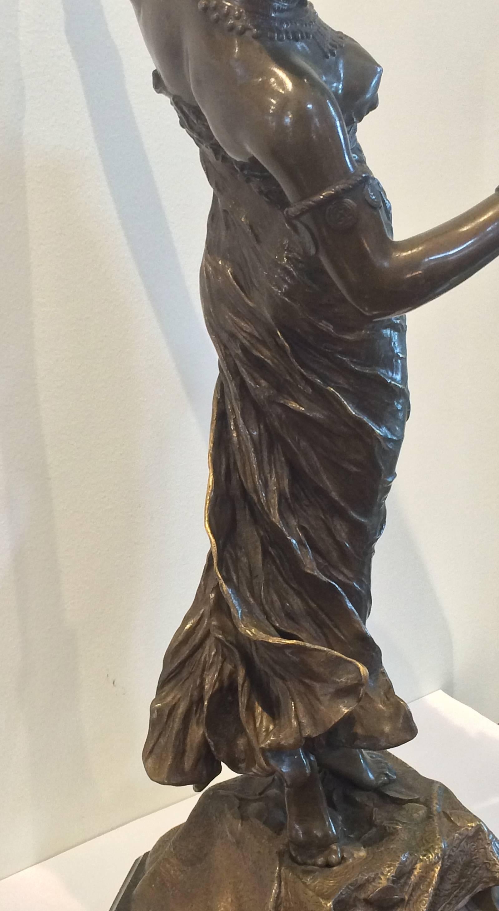 German Art Nouveau Bronze by Franz Rosse Tambourine Dancer
