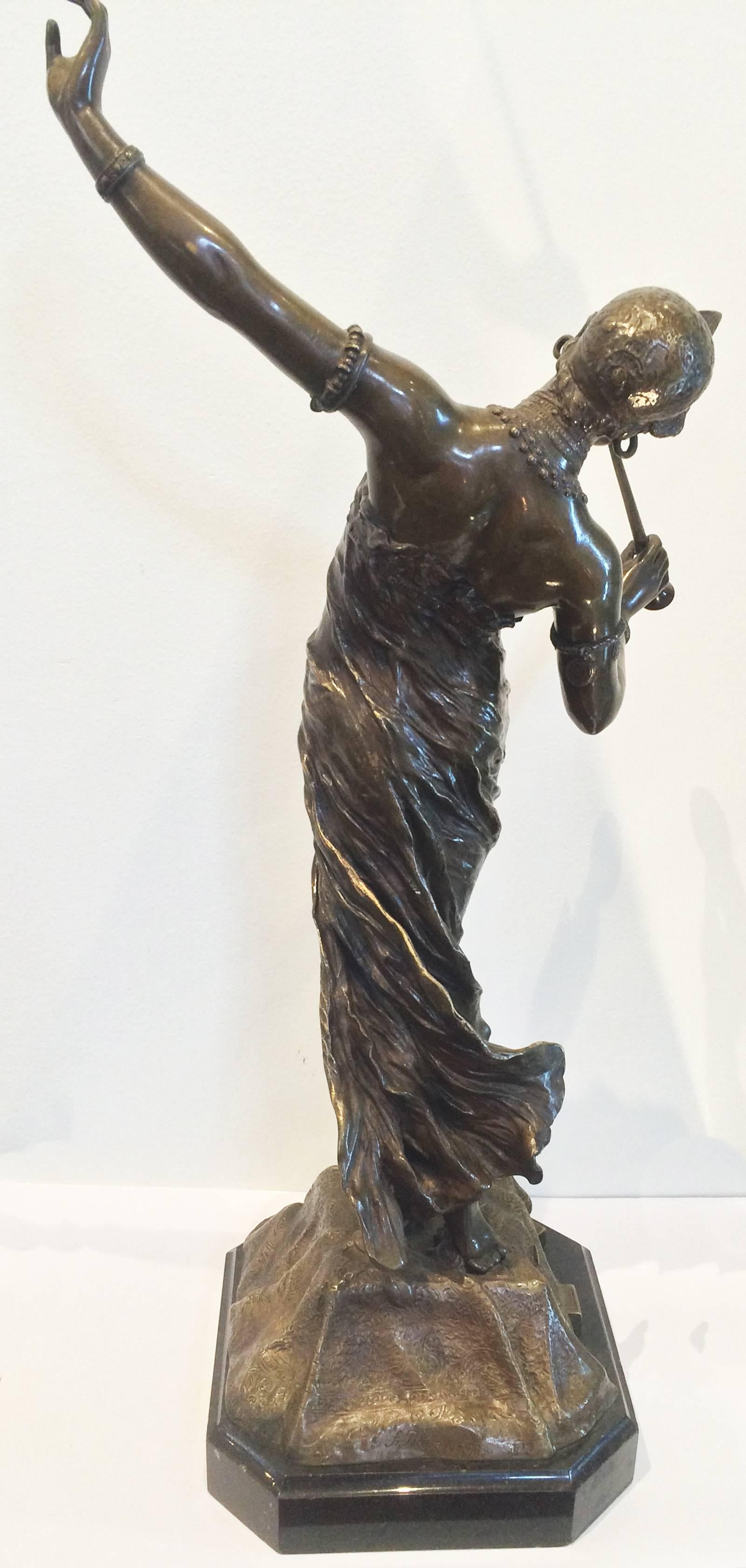 Art Nouveau Bronze by Franz Rosse Tambourine Dancer 2