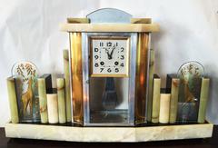 Rare Art Deco French Clock with Lamps