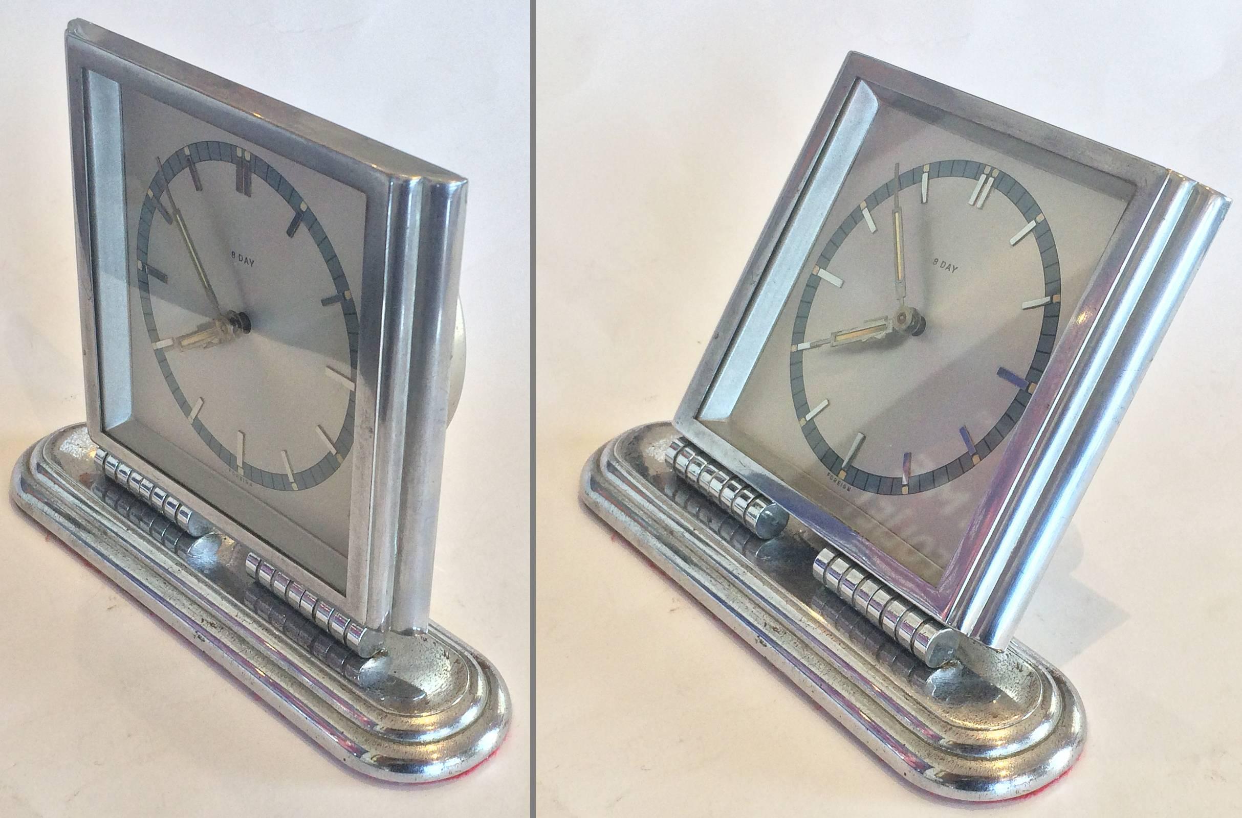 Art Deco French Chrome Desk Clock 1