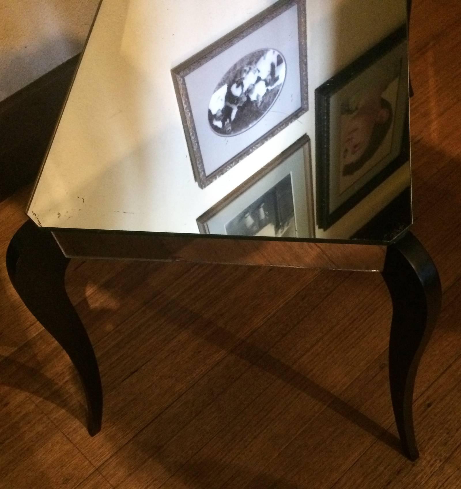 Original Art Deco French Mirrored Side Coffee Table, circa 1930 1