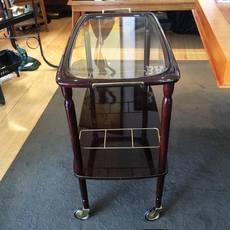 French MidCentury Lacquered Bar Cocktail Cart Trolley For Sale at 1stDibs