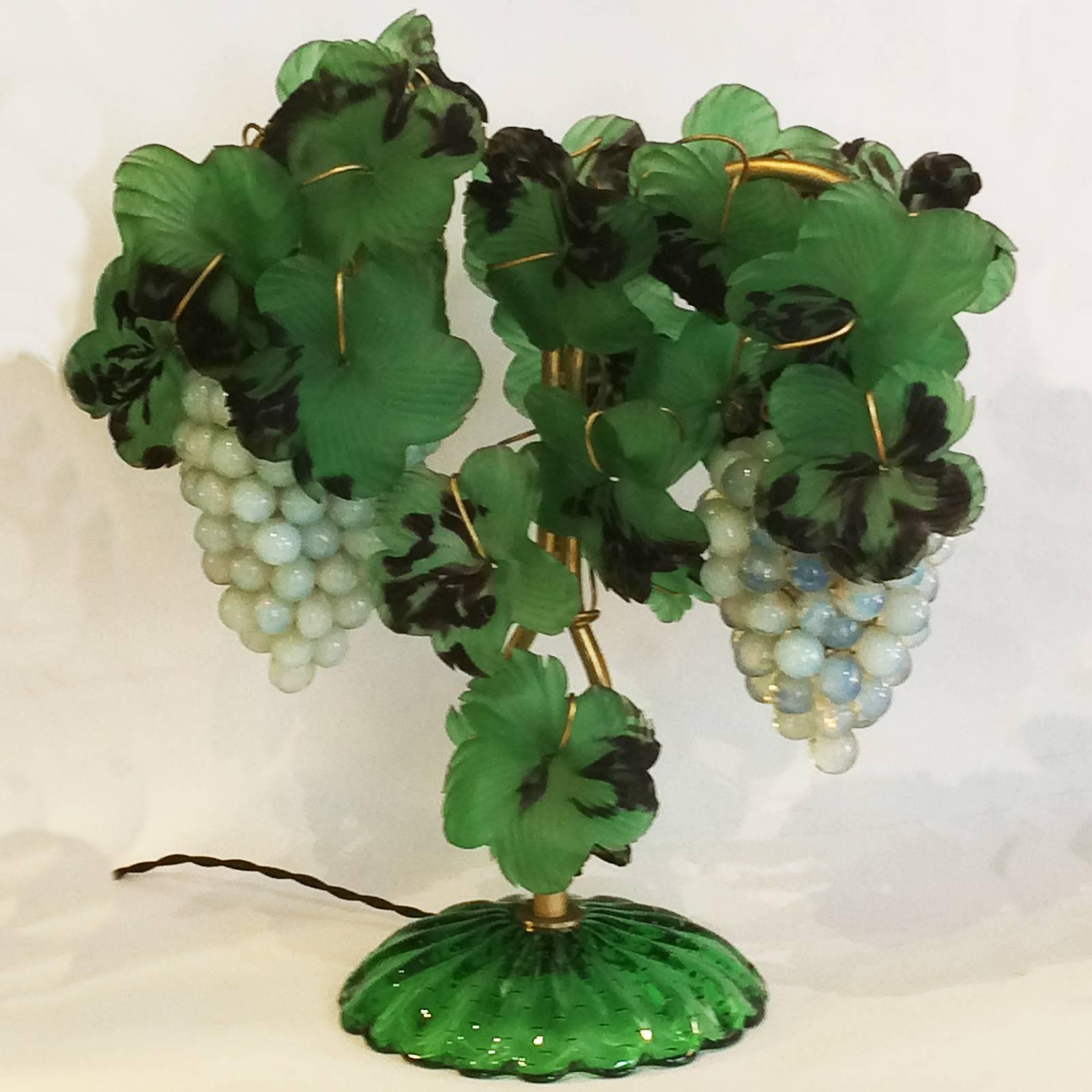 Art Deco Czech Leaves and Opalescent Grapes Lamp In Excellent Condition In Daylesford, Victoria