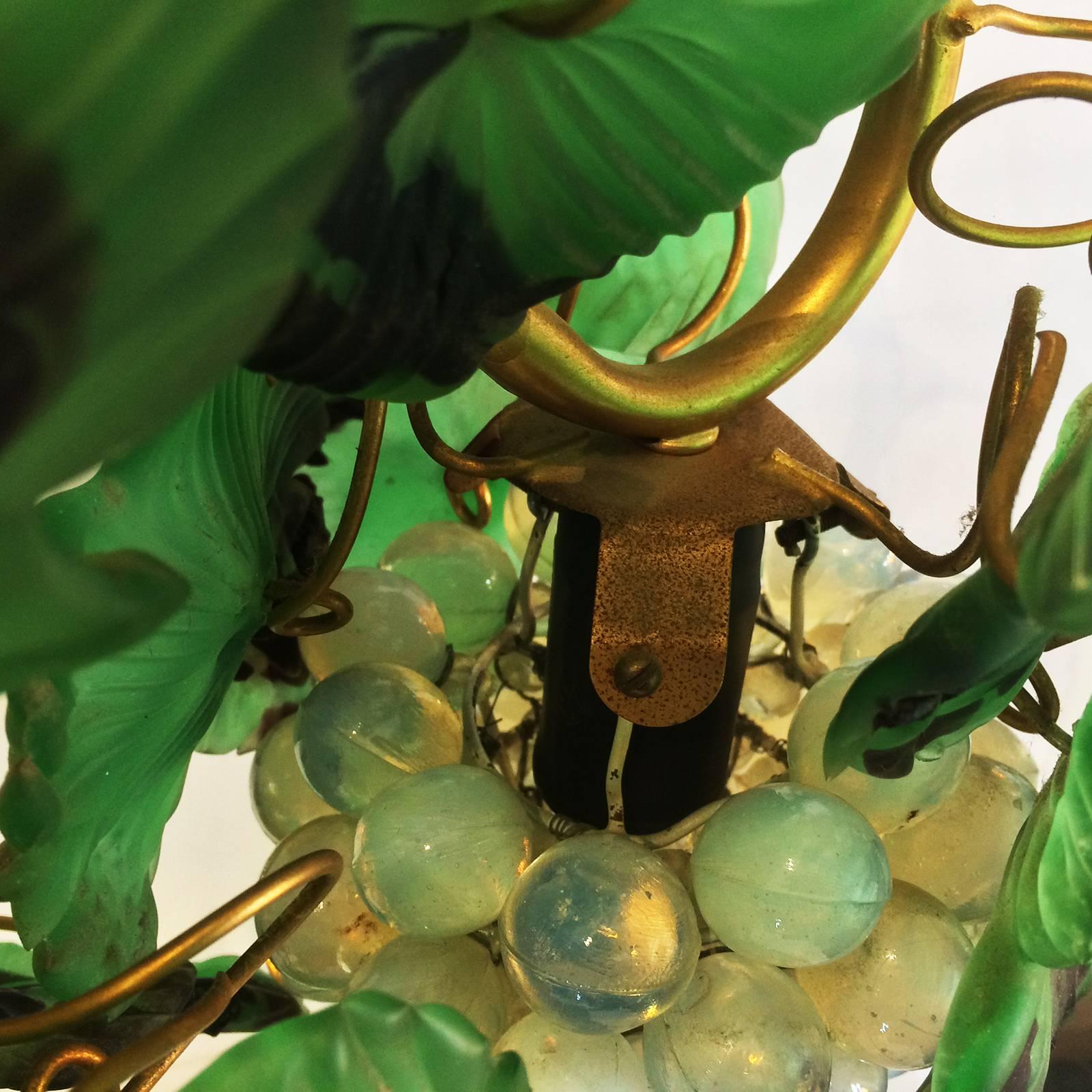 Art Deco Czech Leaves and Opalescent Grapes Lamp 6