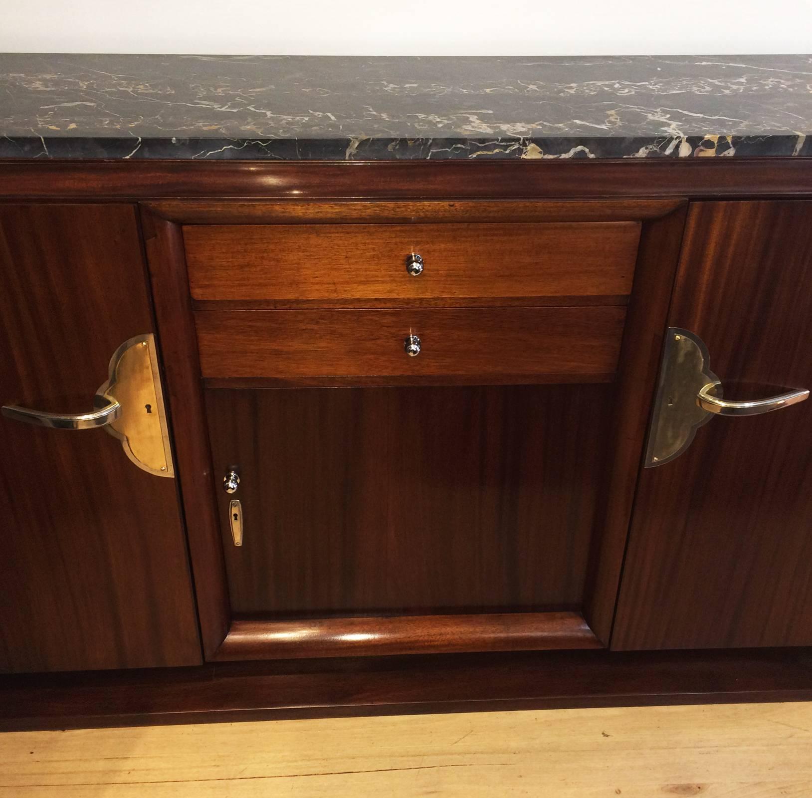 Art Deco French Marble Topped Sideboard In Excellent Condition In Daylesford, Victoria