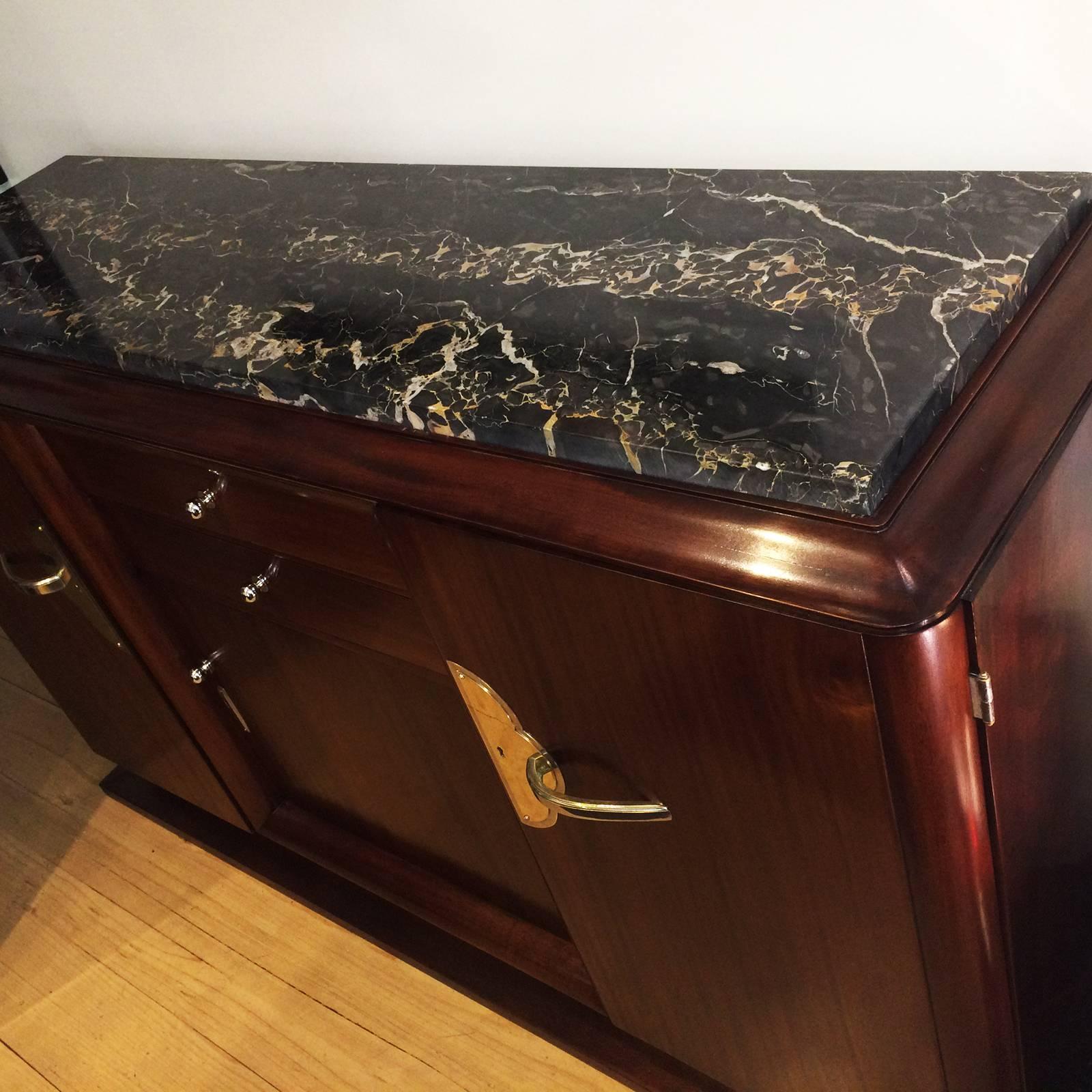 Mid-20th Century Art Deco French Marble Topped Sideboard