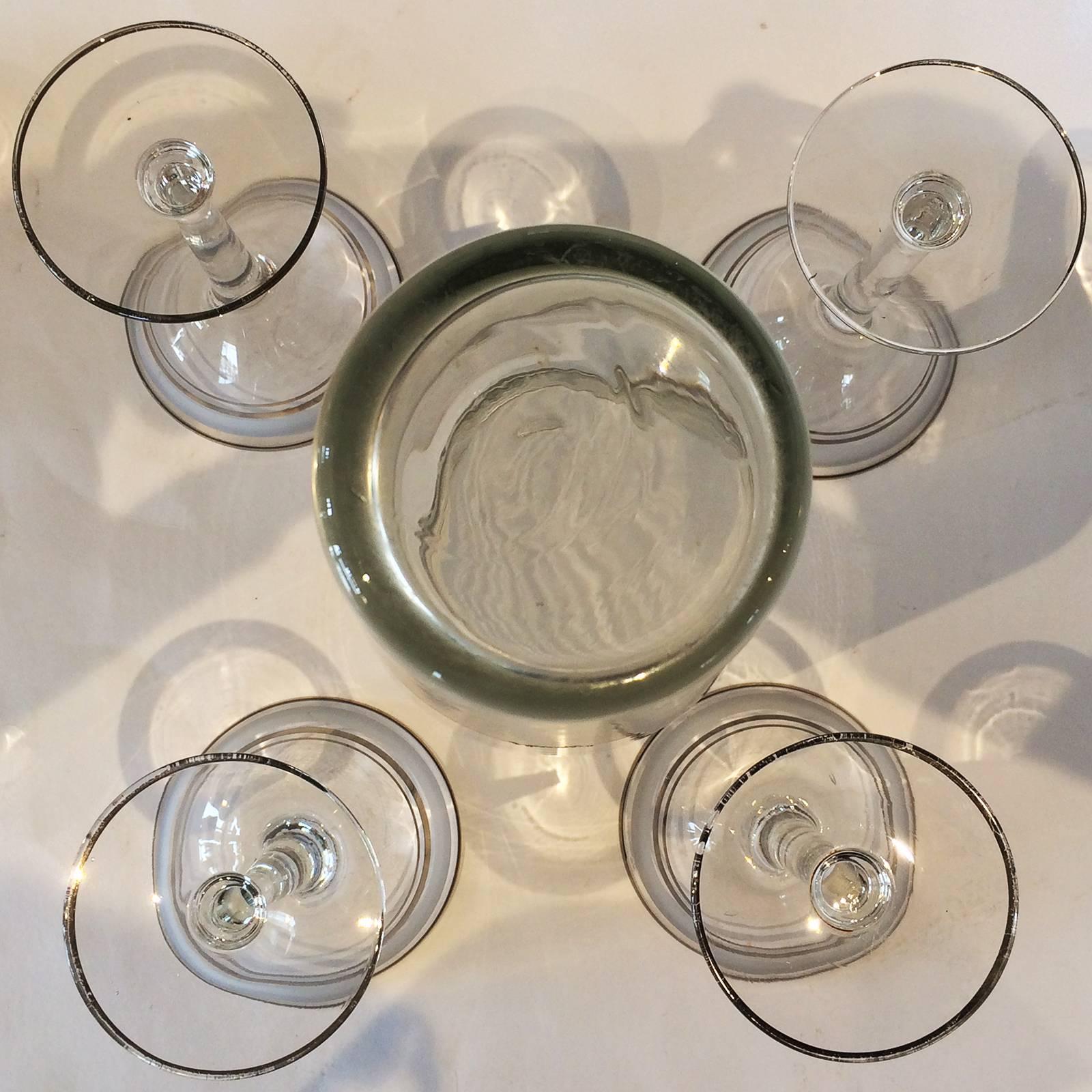 Art Deco Platinum Banded Cocktail Set In Excellent Condition In Daylesford, Victoria