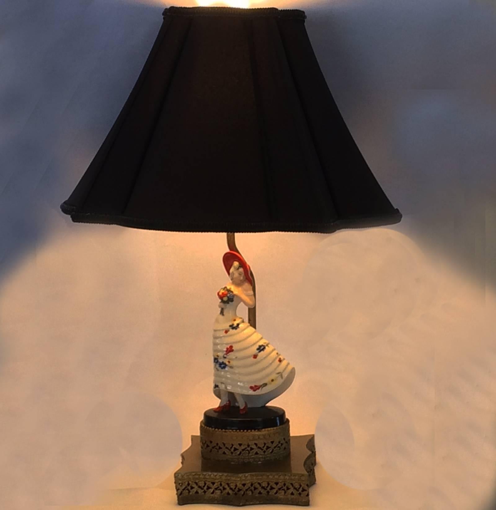 German Art Deco Goldscheider Figural Lady Lamp