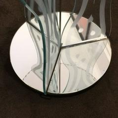 Art Deco Etched Glass Mirror Coffee Side Table