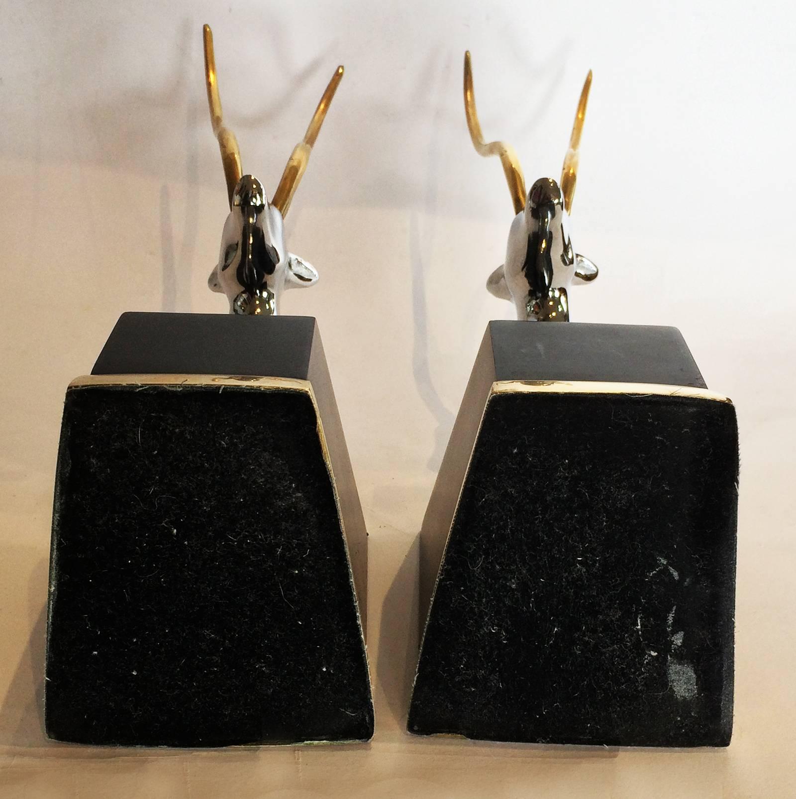 Mid-Century Modern Pair of American Mid-Century Deer Antelope Bookends