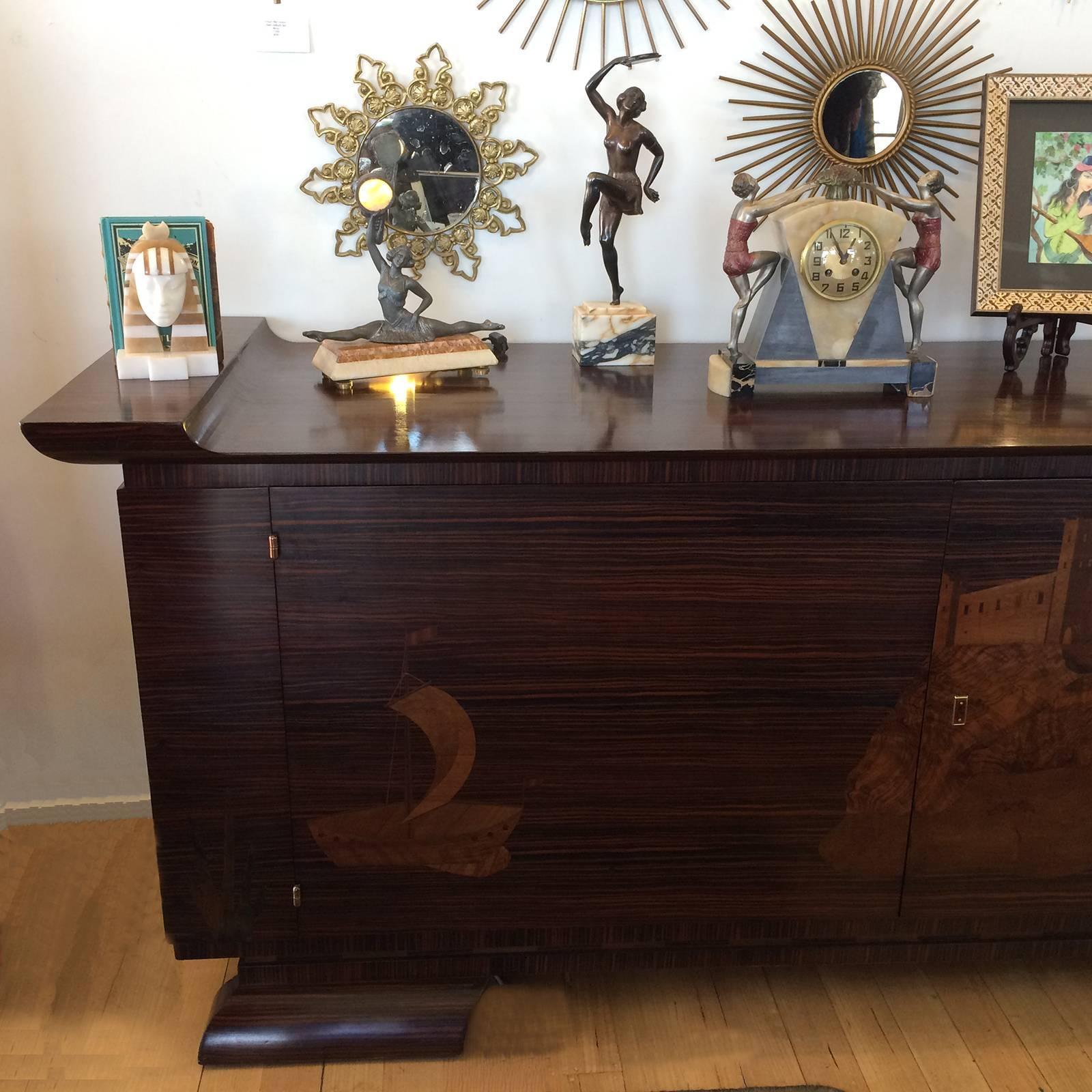 Inlaid Art Deco Macassar Wood Sideboard Buffet For Sale 1
