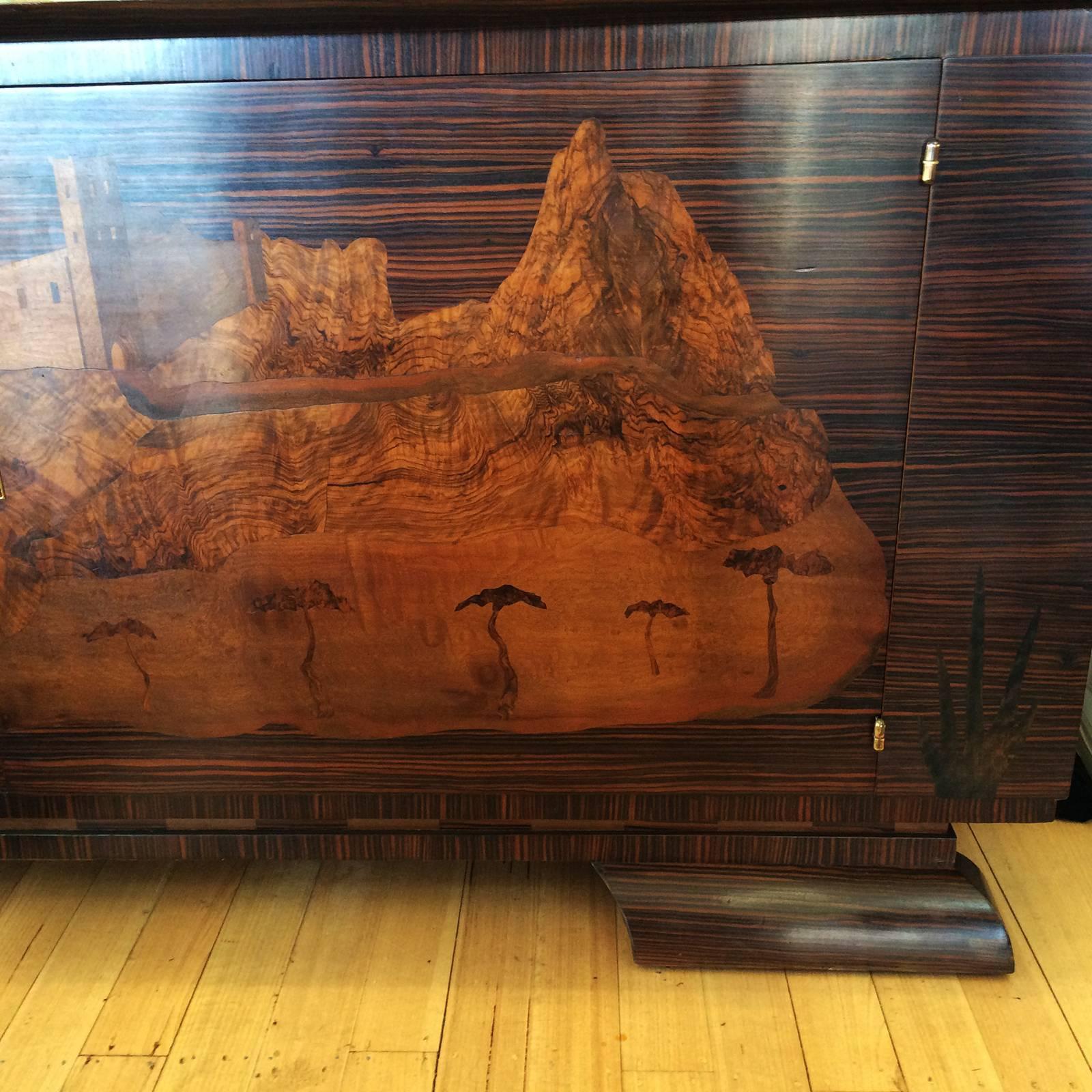 Inlaid Art Deco Macassar Wood Sideboard Buffet For Sale 3