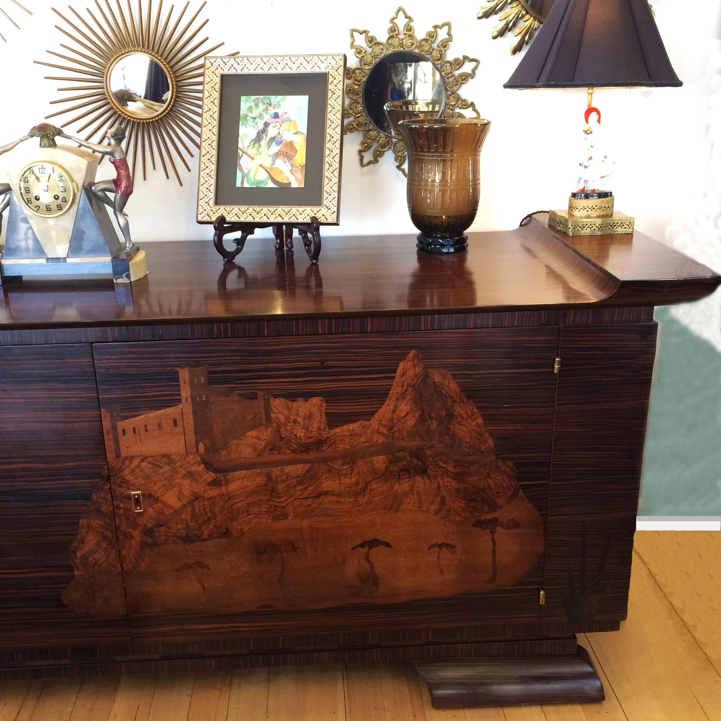 Inlaid Art Deco Macassar Wood Sideboard Buffet For Sale 5