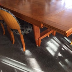 Art Deco French Oak Dining Suite Table and Chairs Seat Ten
