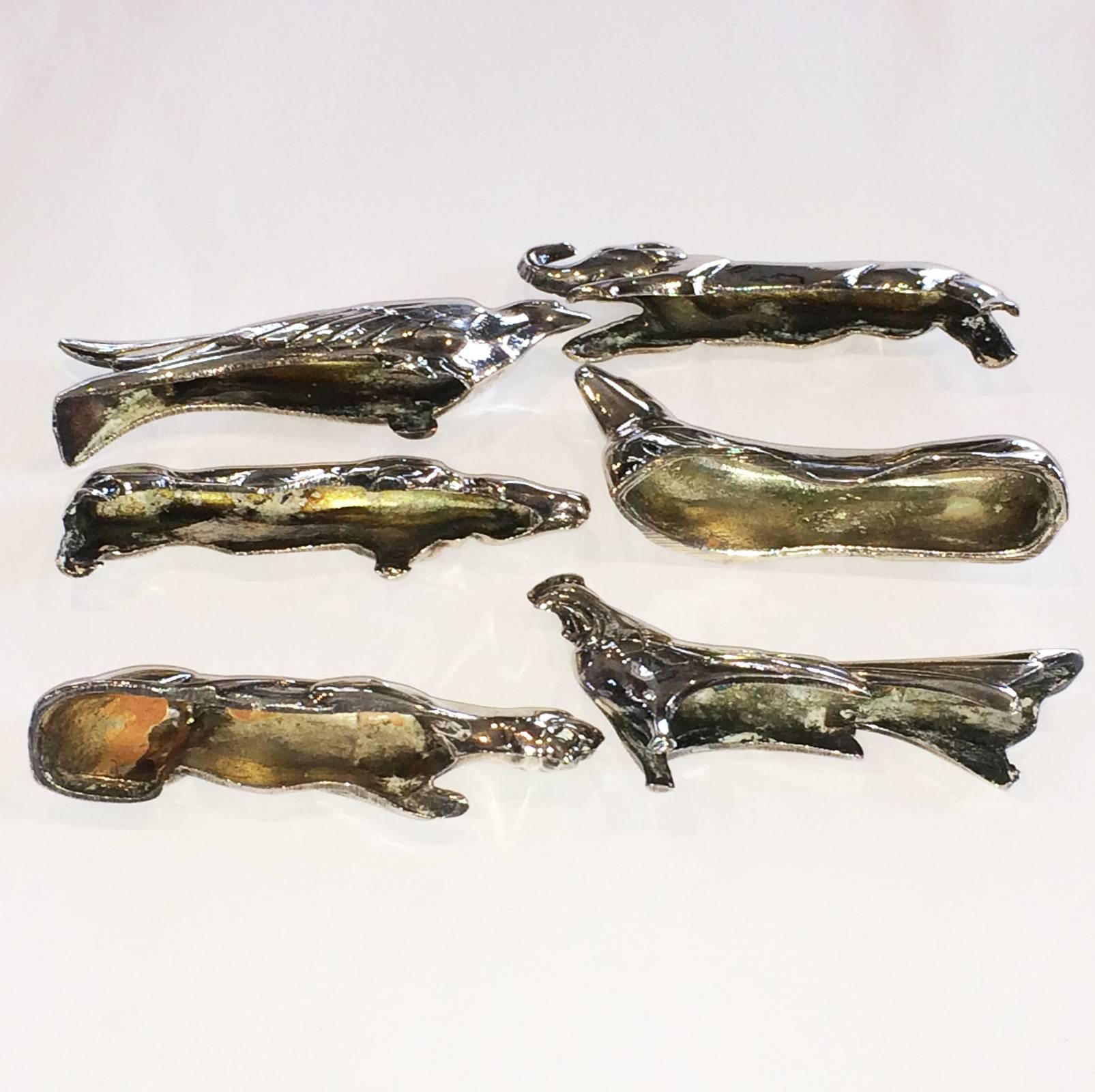 Mid-20th Century Set of Six French Art Deco Animalier Knife Rests by Benjamin Rabier