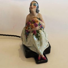 Art Deco French Limoges Lady Perfume Lamp