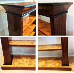 Art Deco Style European Birch and Ebonized Open Bookshelf Bookcase