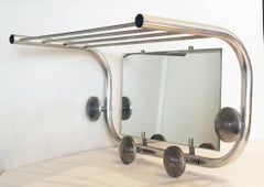 Art Deco Polished Aluminium German Coat Hat Wall Rack Stand