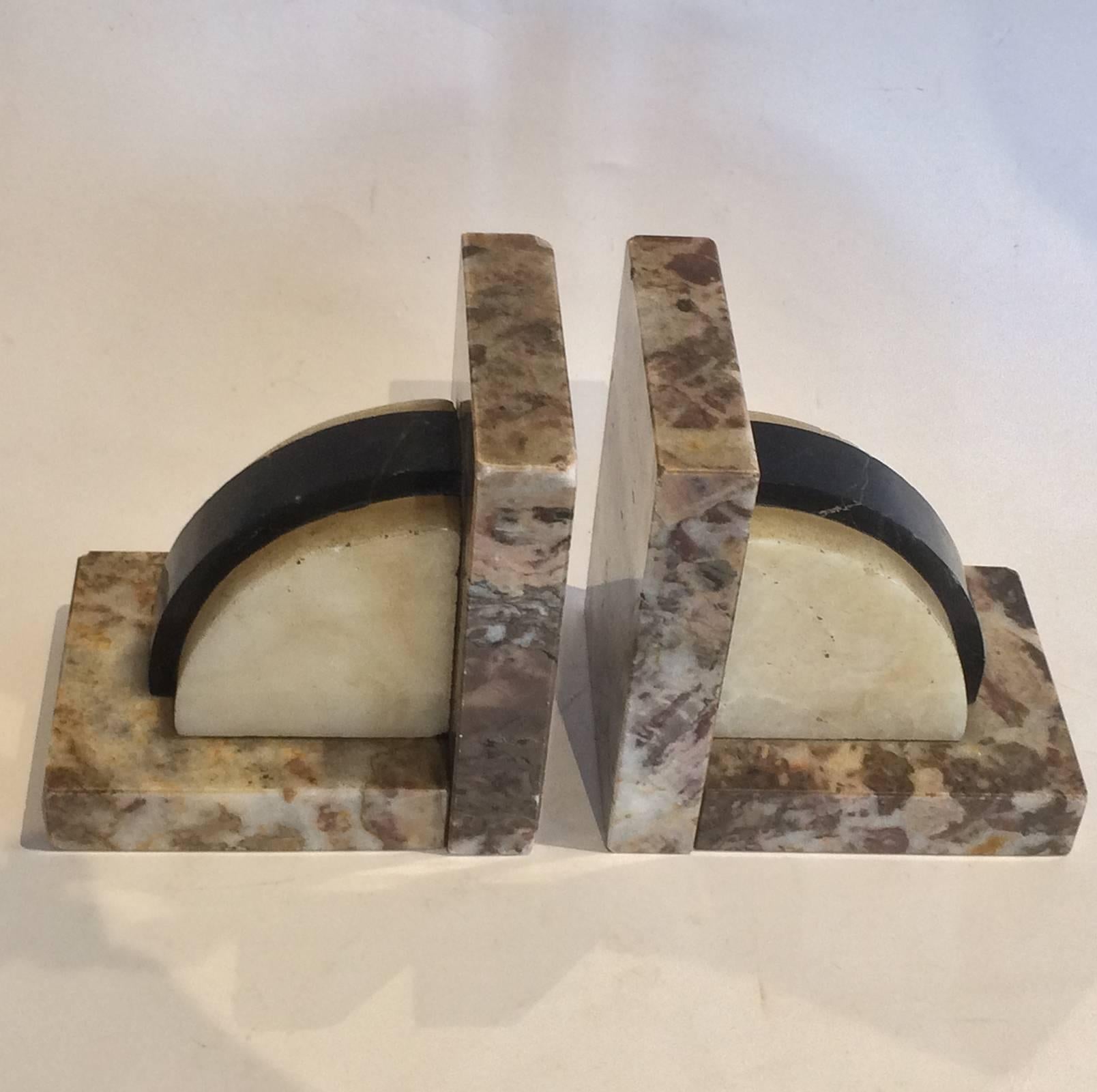 Art Deco Marble and Onyx French Bookends 2