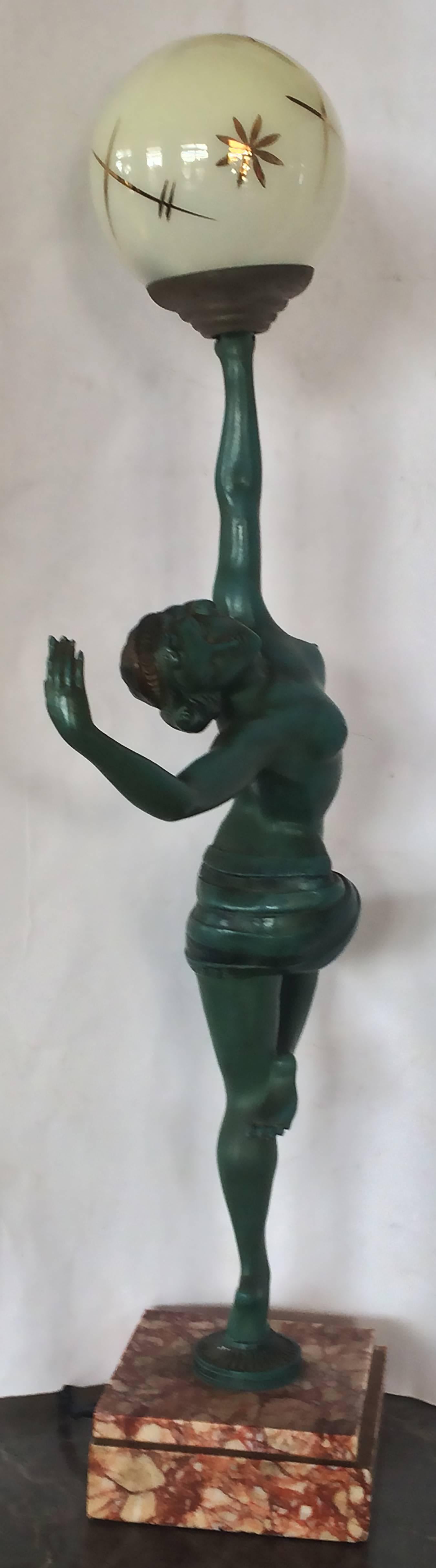 French Art Deco Nude Dancer Lamp by Molins-Balleste 3