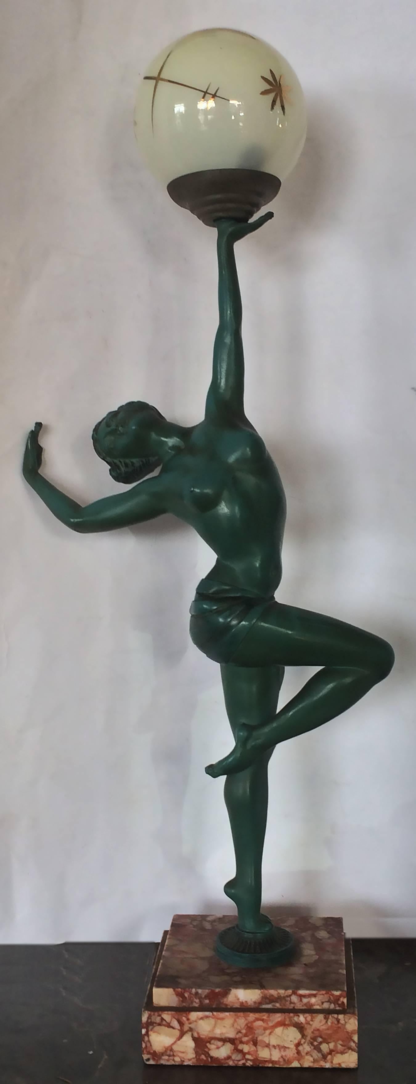French Art Deco Nude Dancer Lamp by Molins-Balleste In Excellent Condition In Daylesford, Victoria