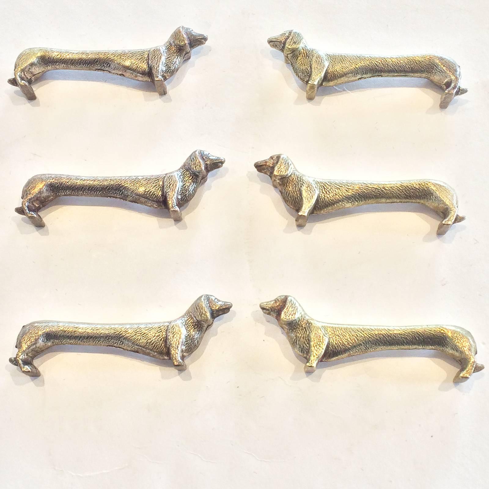 Art Deco Set of Six French Knife Rests of Dogs Daschunds In Excellent Condition In Daylesford, Victoria