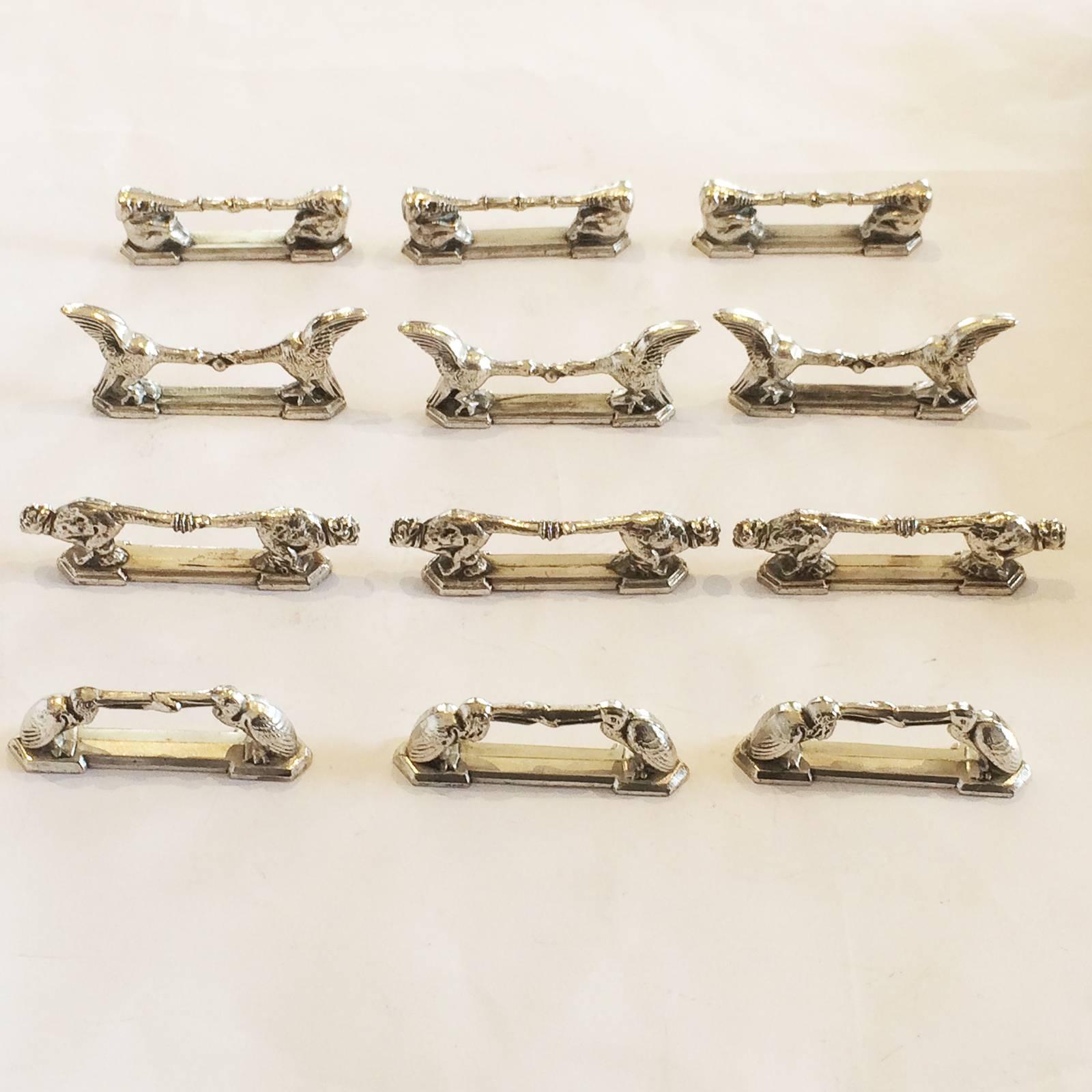 Art Deco Complete Set Boxed of 12 French Knife Rests 1