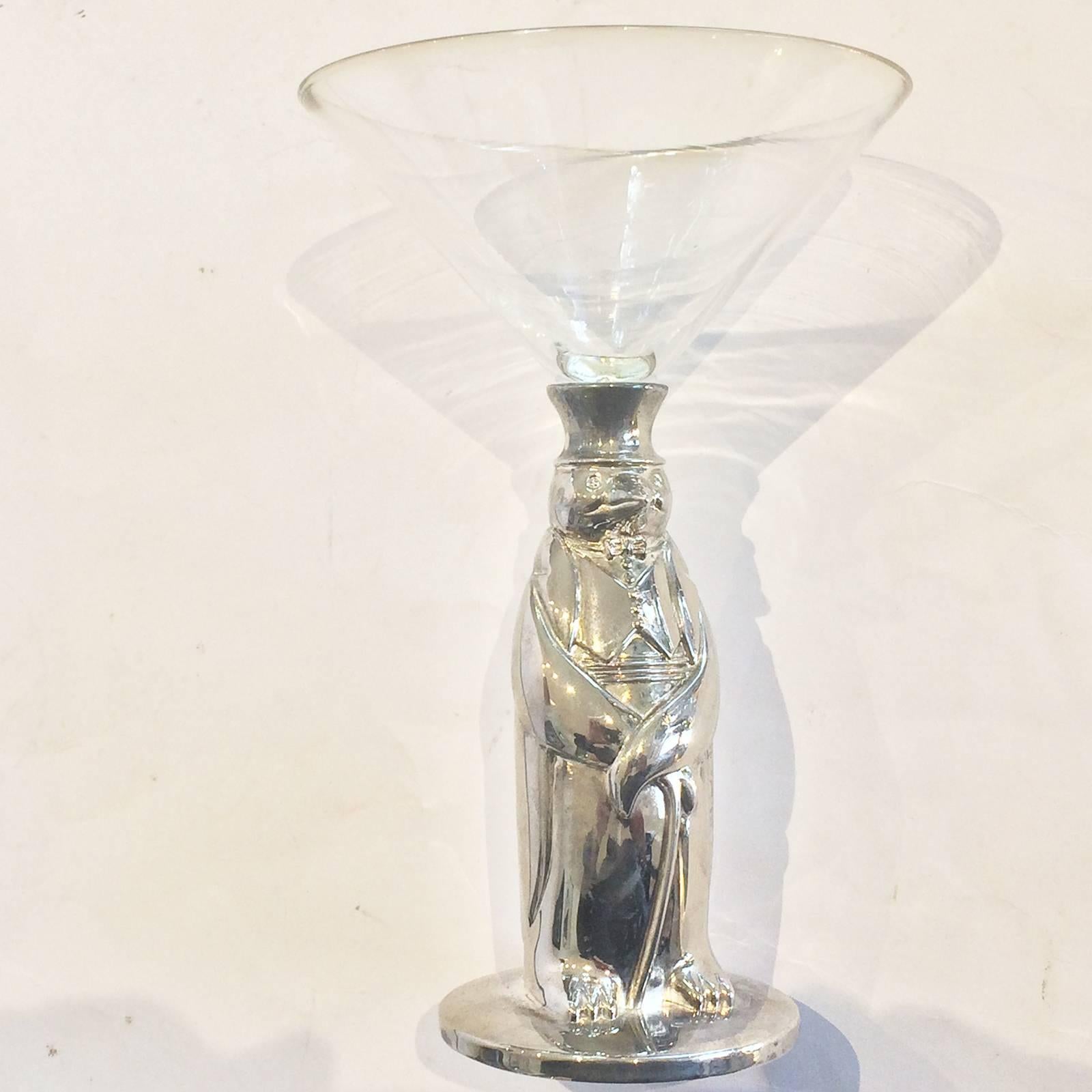 Mid-Century Modern Midcentury Towle Penguin Cocktail Martini Shaker and Glasses