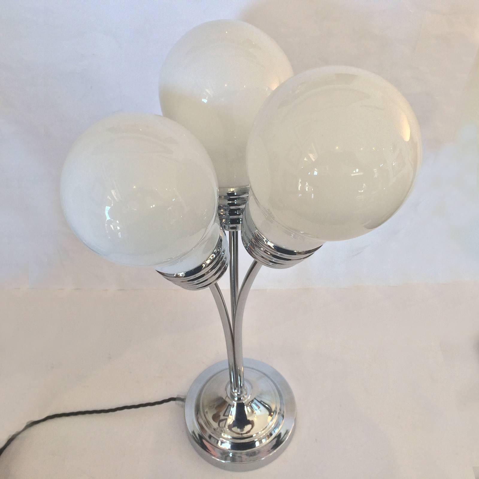 Mid-Century Modern Midcentury Chrome Lamp with Three Shades