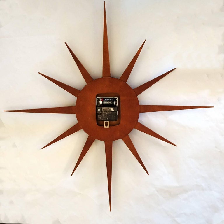 Midcentury Junghans Starburst Teak Wall Clock at 1stDibs