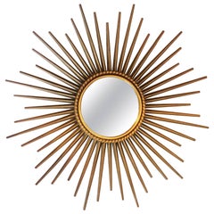 French Midcentury Sunburst Chaty Vallauris Mirror