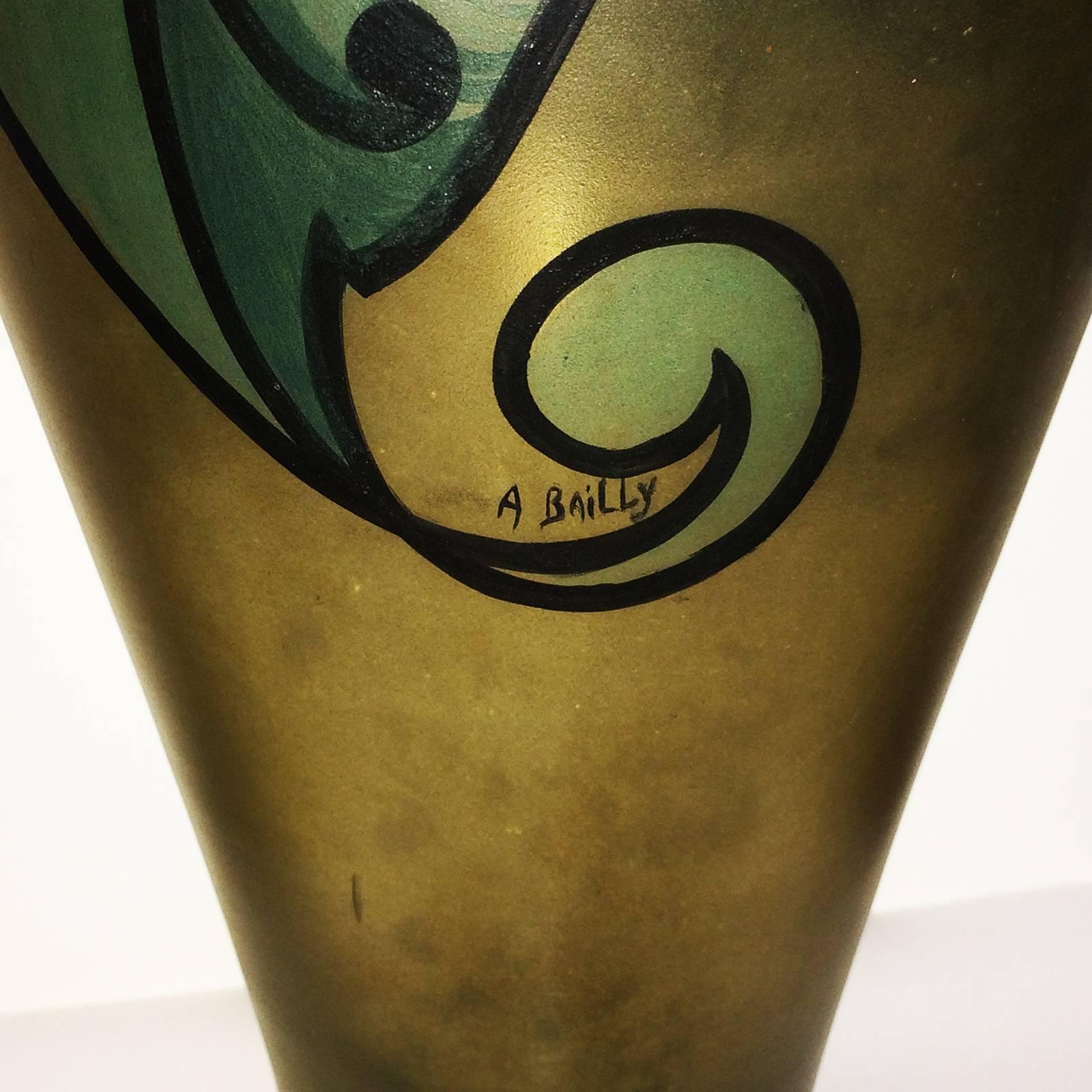 Rare French Art Deco Bird of Paradise Huge Vase by A. Bailly In Excellent Condition In Daylesford, Victoria