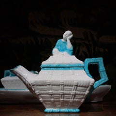 Porcelain Cabaret Set by T Ford Moulded with Baskets and Chinamen, circa 1875