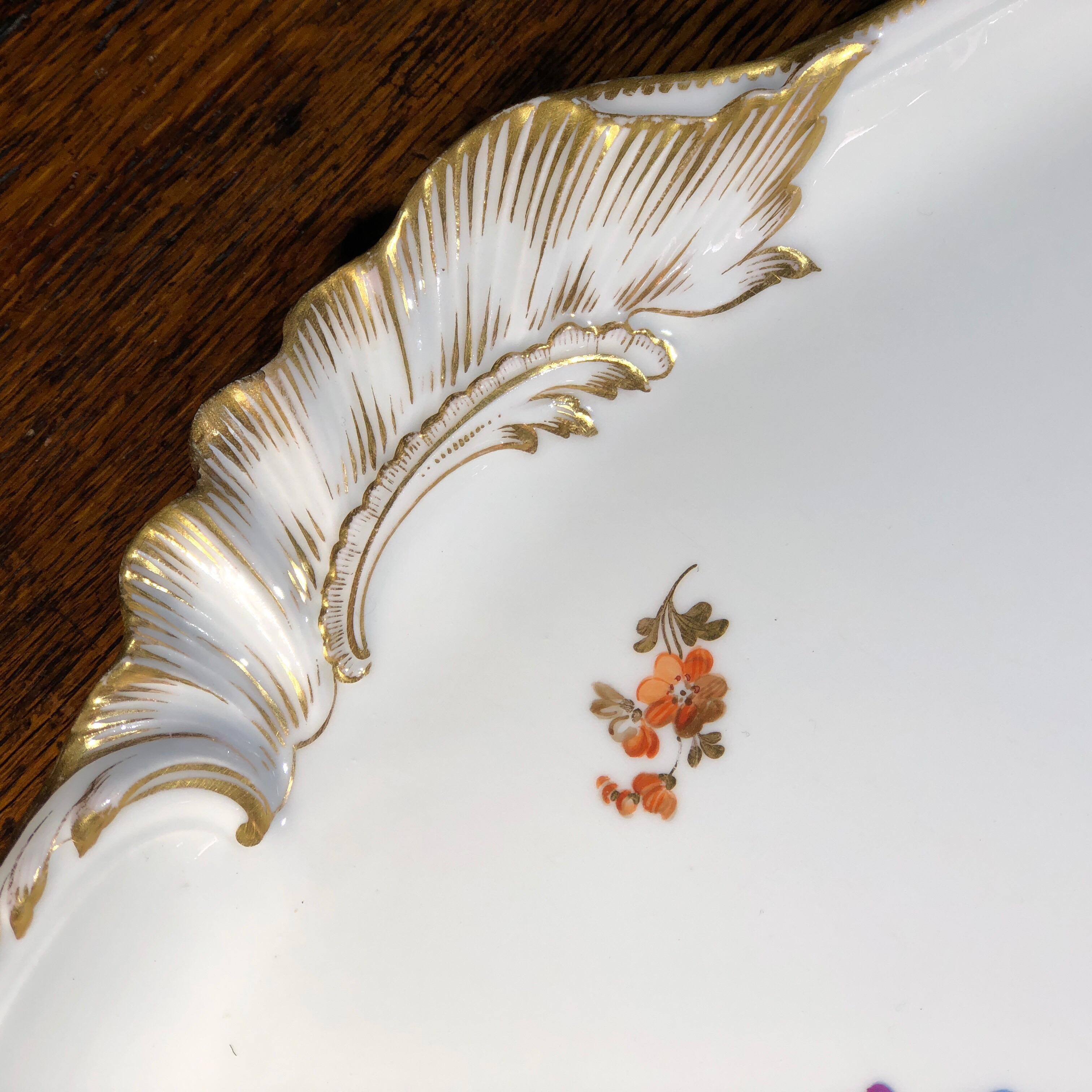 Large Meissen Tray, Flowers and Gilt Decoration, circa 1870 In Fair Condition In Geelong, Victoria