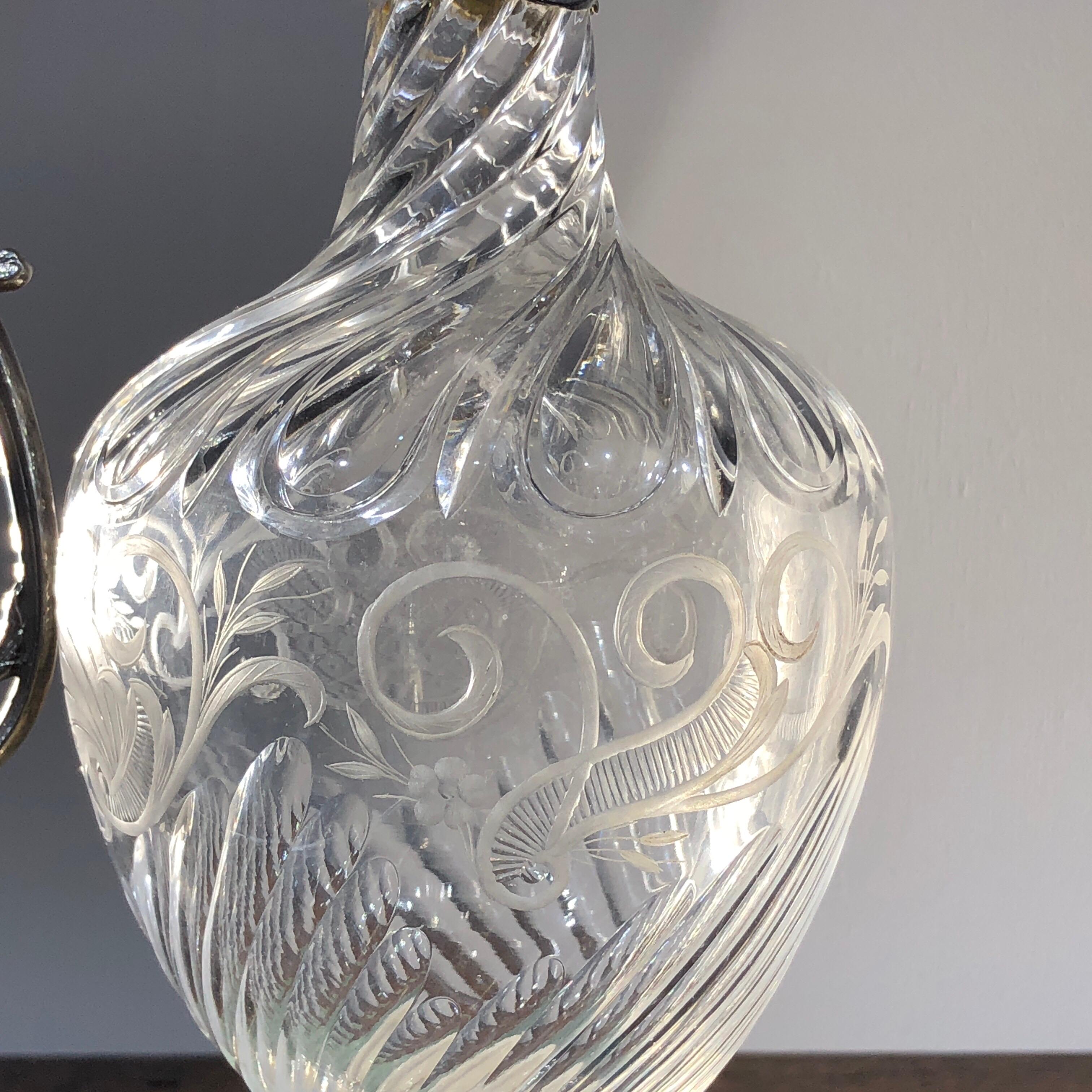 French Silver and Cut Crystal Claret Jug, Edouard Ernie, circa 1890 For Sale 3
