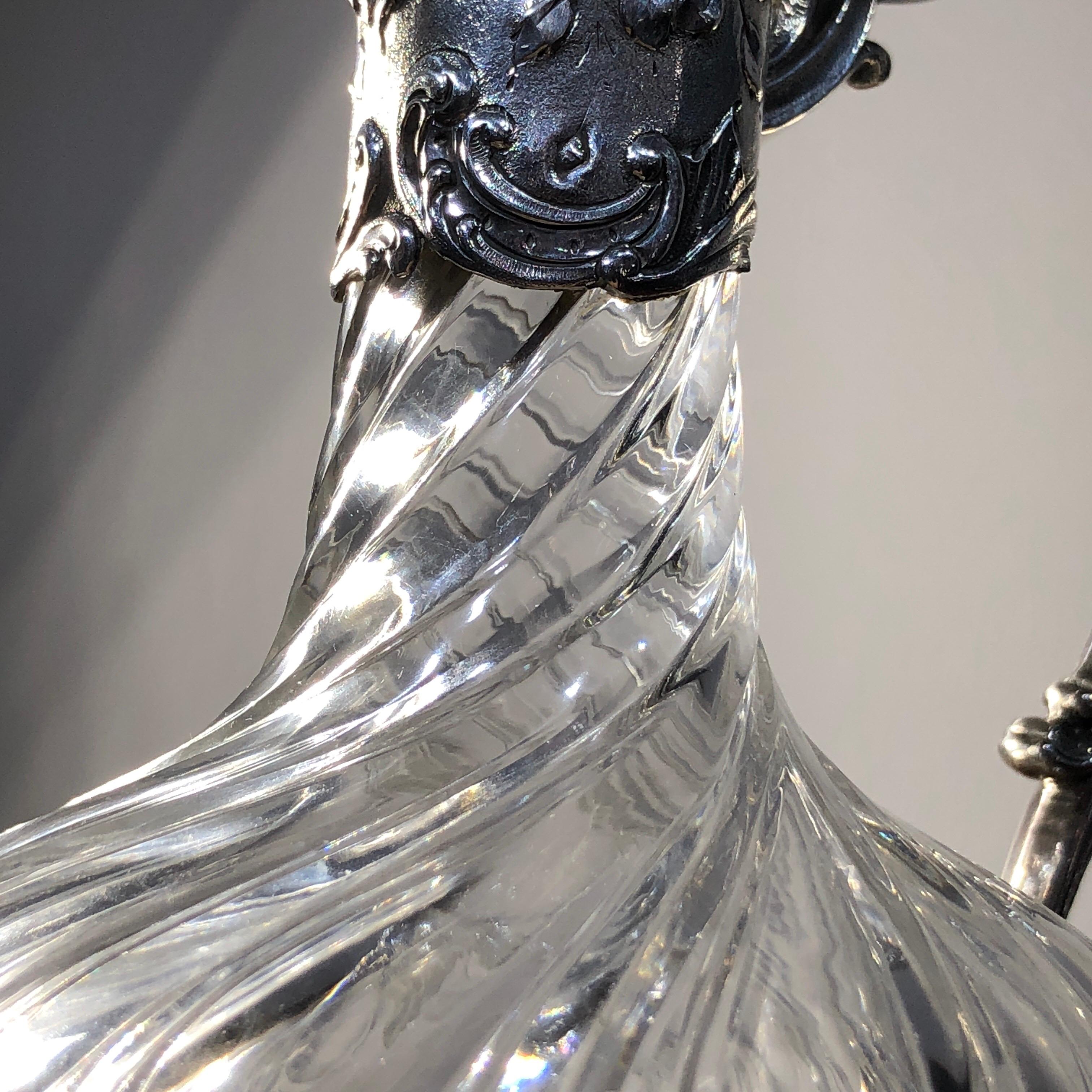 French Silver and Cut Crystal Claret Jug, Edouard Ernie, circa 1890 For Sale 5