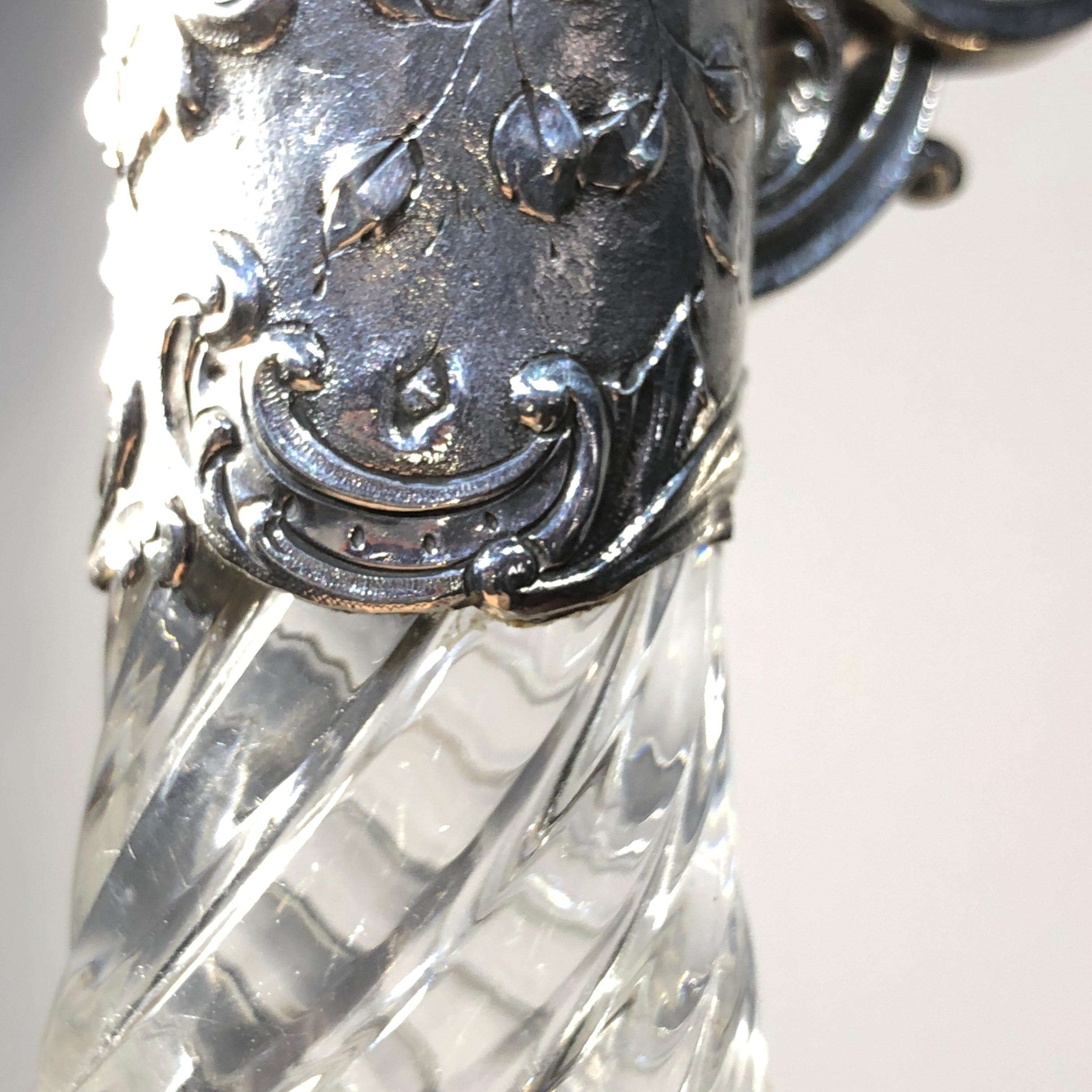 French Silver and Cut Crystal Claret Jug, Edouard Ernie, circa 1890 For Sale 6