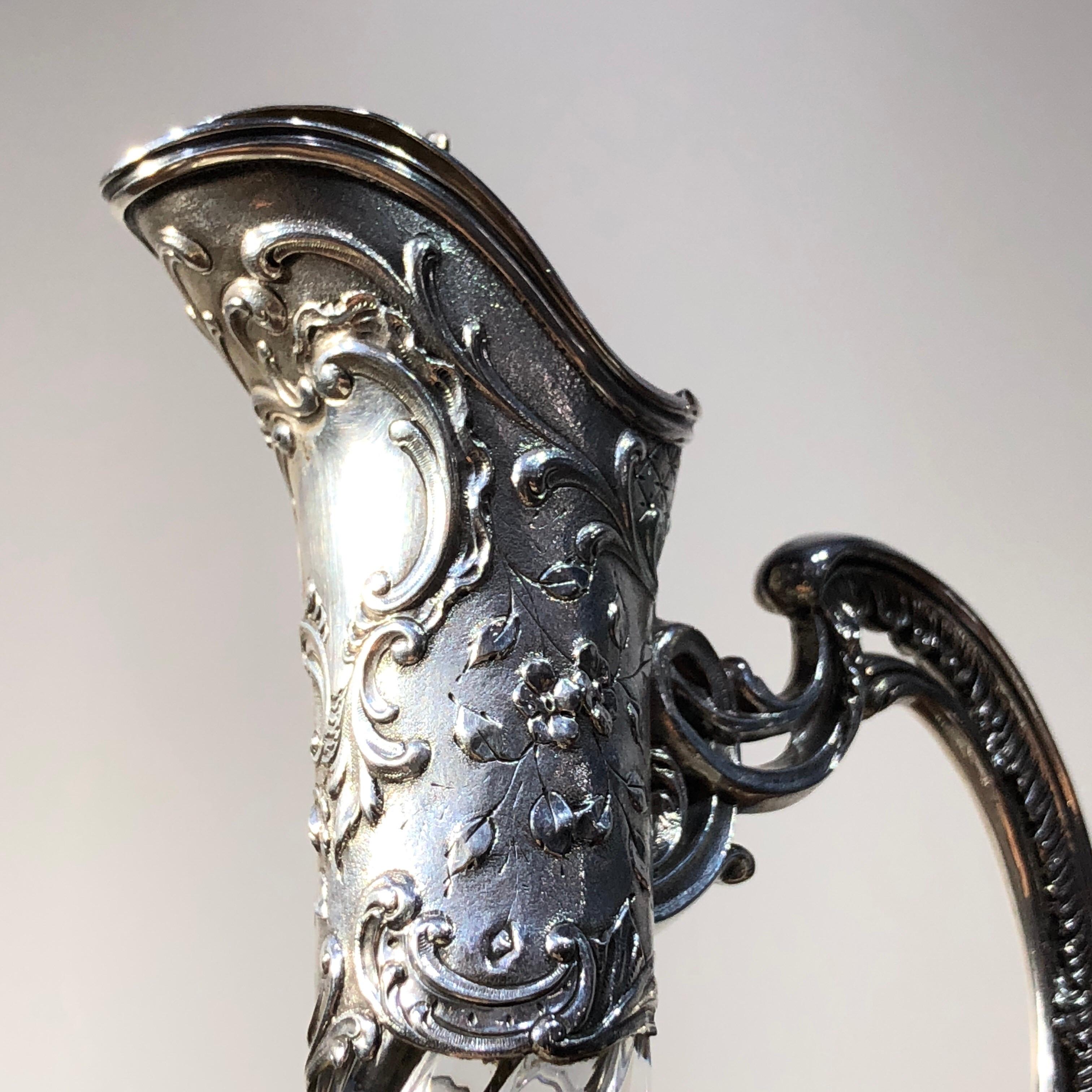 French Silver and Cut Crystal Claret Jug, Edouard Ernie, circa 1890 For Sale 7